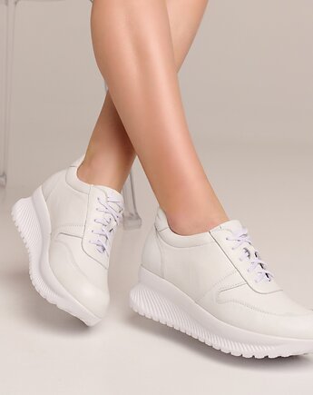 Sneakersy skórzane -  białe  (7034), BOSCCOLO