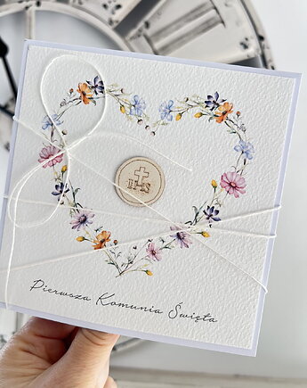 Kartka komunijna ręcznie robiona - pamiątka komunijna