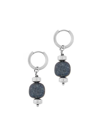 Kolczyki koła Blue Marine - srebrne hematyty-12mm - Srebrna stal szlachetna, Kulka Bransoletki