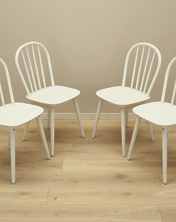 Komplet czterech krzeseł bukowych, duński design, lata 70, produkcja: Dania, Przetwory design
