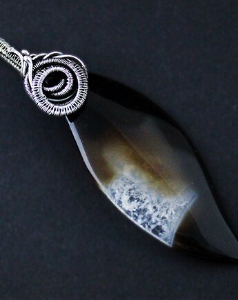 Cassandra - duży wisior z agatem, wire-wrapping., Anna Mroczek