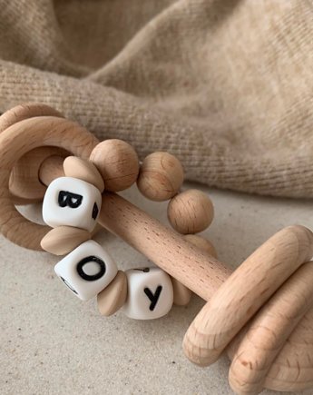 Drewniana grzechotka dla niemowlaka na prezent, OSOBY - Prezent dla dwulatka