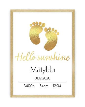 Metryczka Hello Sunshine gold 30x40cm, Yellow Tipi