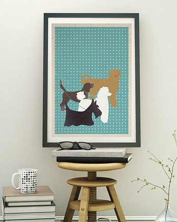 Psy na spacerze - plakat 50x70 cm fine art, minimalmill