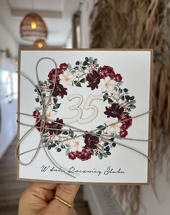 Wyjątkowa kartka ręcznie robiona z okazji 35 rocznicy ślubu, sorte