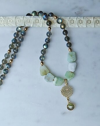 Naszyjnik z opalizacją - chryzopraz i labradoryt