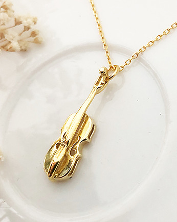 Naszyjnik ze skrzypcami, złote skrzypce muzyka, Anemon Atelier