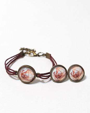 Komplet - Smok - kolczyki, bransoletka, yenoo