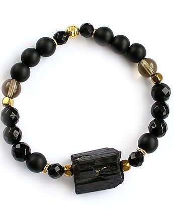 Unikat elegancka ochronna czarny turmalin onyks, KEIT