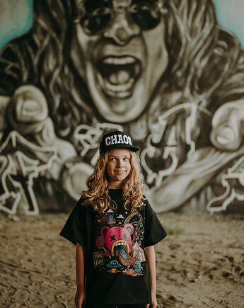 T-shirt oversize Teddyland czarna dziecko, BejbiStory
