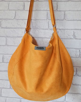 Duża torba  worek boho  żółta  XXL na ramię, Made by Joan