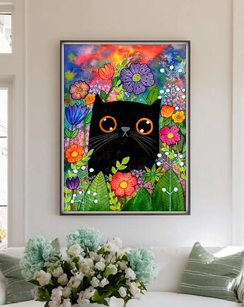 Czarny kot na szczęście. Plakat, Malgorzata Domanska