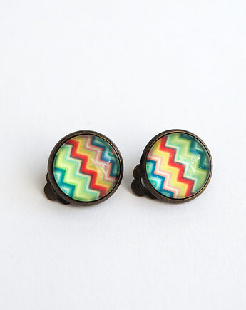 Klipsy - Kolorowe zygzaki, brąz, yenoo