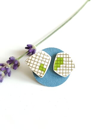 Kolczyki ceramiczne w kolorowe wzory, biżuteria z talerzy