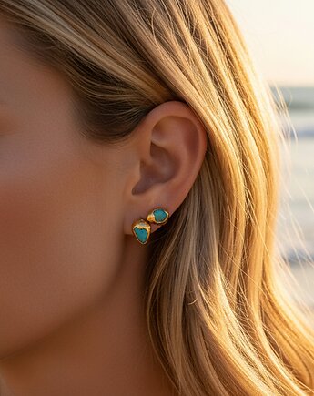 Kolczyki Sztyfty Opal Niebieski, TulipBIJOU