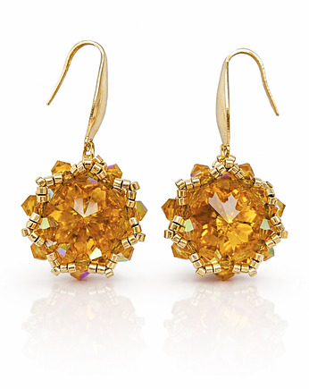 Złote Wiszące Kolczyki "Topaz Maxima", STAGHORN