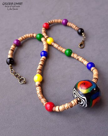 BOHO uroczy bajeczniej kolorowy naszyjnik jedyny TAKI! Unikat handmade, Galeria Limart
