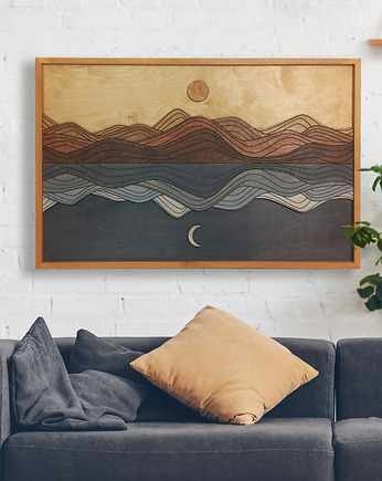 Górski Rytm. Drewniany obraz z motywem dnia i nocy, pracownia ReThing