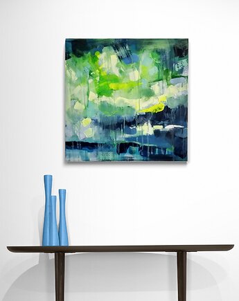 Obraz na zamówienie kupującego - abstrakcyjny pejzaż - 40 x 40 cm, Kasia Kulicka