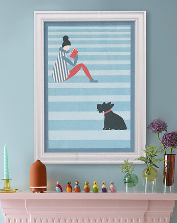 Plakat - Czytanie na schodach, minimalmill