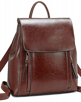 Plecak Damski skórzany brązowy skóra naturalna torba torebka plecaczek poje, AKADEMIA STYLU
