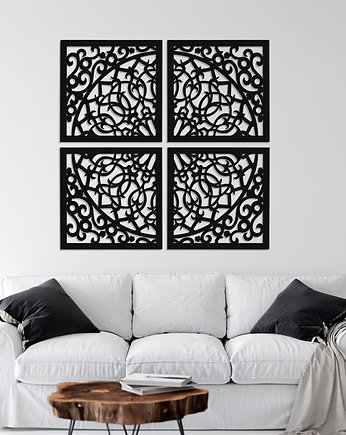 3D DEKORACYJNA GRAFIKA AŻUROWA, MAROKAŃSKI STYL, KOMPLET 4 PANELI 60 x 60 cm , ORNAMENTI