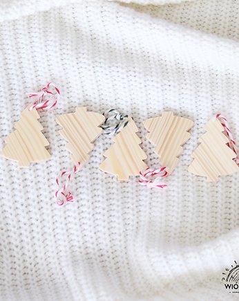 Komplet drewnianych zawieszek - CHOINKI, Ryczka