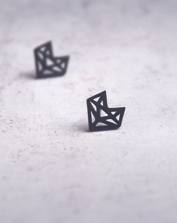 Geometric hearts : mini kolczyki : BLACK, kaktusia