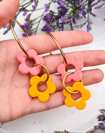 Kolorowe kwiatuszki, biżuteria na wiosnę, prezent na walentynki, boho, Dary Rusałki