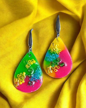 UNIKATOWE kolczyki z żywicy : kolekcja CMYK, kaktusia