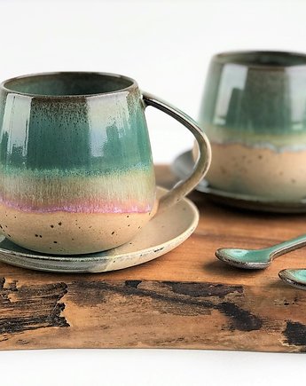 Zestaw dla dwojga Kubek ceramiczny Duża filiżanka - Rajska plaża, Ceramika Tyka
