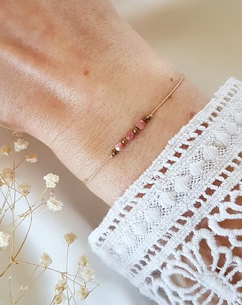 Beżowa bransoleta z rodnitem, LEI handmade 