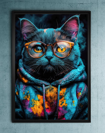 Plakat Hipsterski Kot Hubi , JBJart Justyna Jaszke