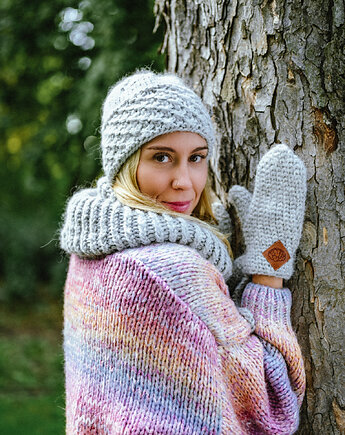 Rękawiczki MERINO Wybielony szary, Brain Inside