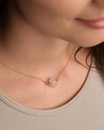 Naszyjnik kwarc różowy srebro 925 pozłacane, Coccola JEWELLERY