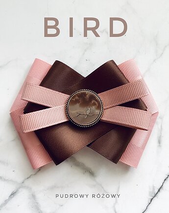 Brosza z kolekcji BIRD z masy perłowej z cudnym ptaszkiem NEW, Pudrowy Różowy