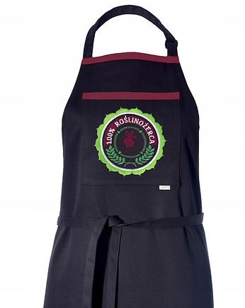 Fartuch Kuchenny CZARNY bawełniany haftowany ROŚLINOŻERCA EXTRA PREZENT, Wyszywane