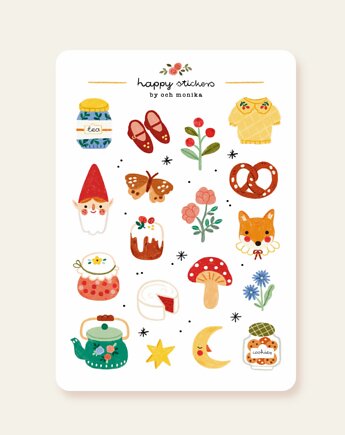 Magiczny las - arkusz papierowych naklejek A6, Och Monika