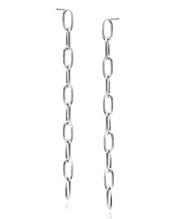 Kolczyki wiszące łańcuch długie srebro 925, OKAZJE - Prezent na Imieniny