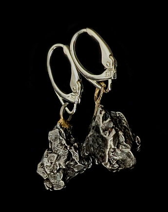 Kolczyki srebrne surowe meteoryty, Pracownia Neores