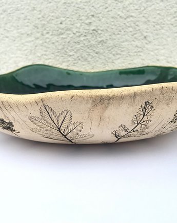 Artystyczna miska z zielenią i polnymi roślinami, Ceramika Ana