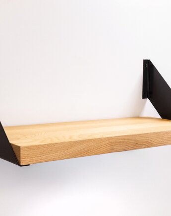 Loftowa półka dębowa z czarnymi podpórkami 56x20 cm, Spoko Design