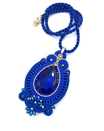 Wisiorek sutasz niebieski Gaja z dużym kryształem elegancki klasyczny, Katrina Rossa