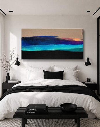 Duży obraz ręcznie malowany akryl 80x160cm Zakrocka, art and texture