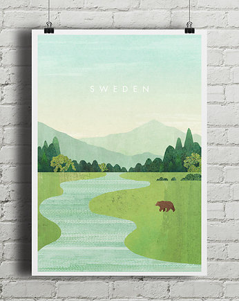 Szwecja - plakat przyrodniczy fine art, minimalmill