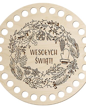 Podstawa Dno Drewniane do Koszyka z Otworami Szydełko Baza 15cm Świąteczna, smxdsgn