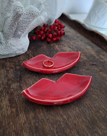 2 x ceramiczna usta podstawka na biżuterię, Wooden Love