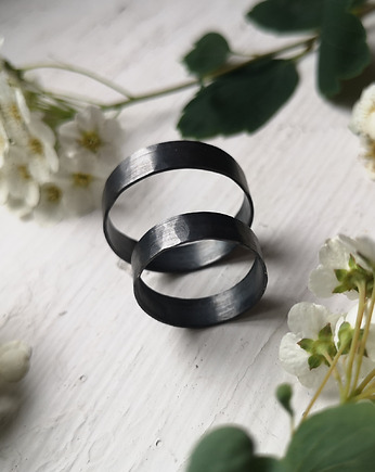 DWIE OBRĄCZKI UNEVEN - srebro oksydowane, COCONUT