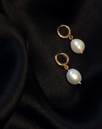 Kolczyki srebrne Irregular Pearl Earrings / Vintage Circles, Lile Things