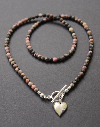 Naszyjnik Rodochrozyt i serce, fado